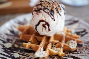 ice cream with waffle