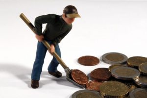 coins shovel savings
